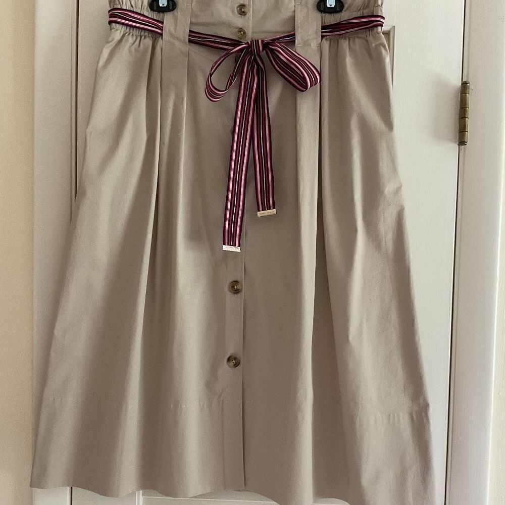 Tommy HILFIGER BEIGE COTTON FRONT BUTTONS BELTED COTTON SKIRT SIZE US 14 - Picture 15 of 15